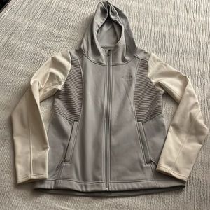 Womens The North Face Hooded Fleece Jacket Gray and White Size Medium